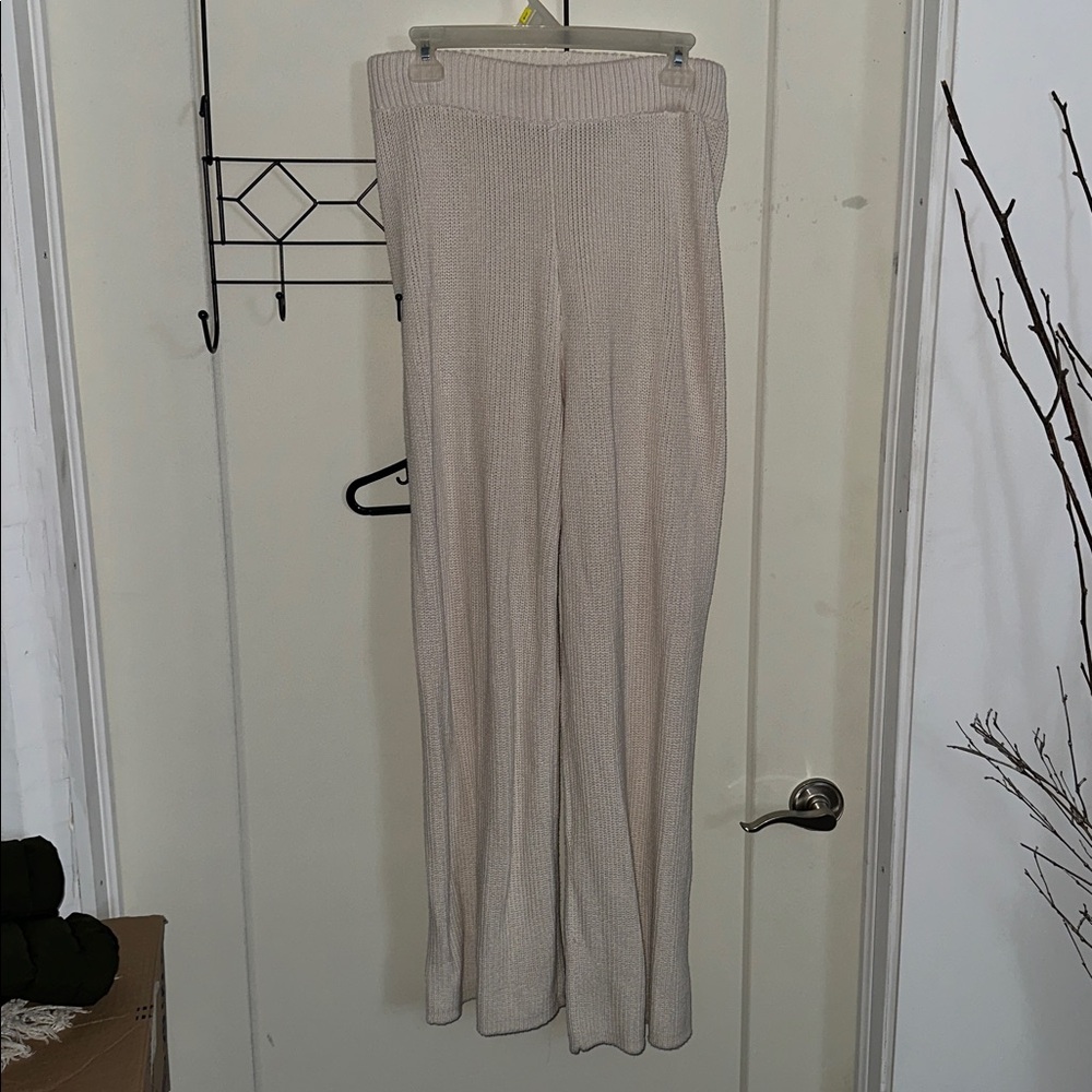 By The River Cream Ribbed Knit Pants M
